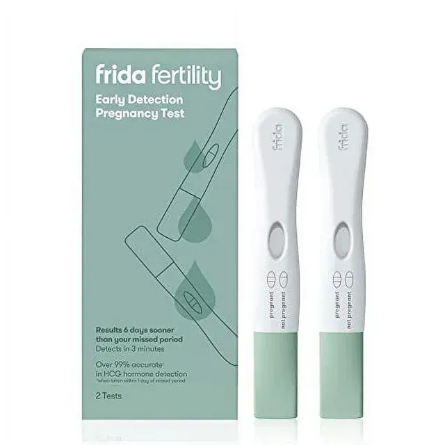Photo 1 of Frida Fertility Early Detection Pregnancy Test - Over 99.9% Accurate, Early Results + Detects in 3 Minutes, Simple + Easy to Use - 2 Tests, White