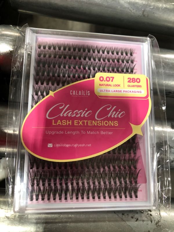 Photo 2 of CALAILIS Lash Clusters 280Pcs D Curl Individual Lashes 0.07-40D-10-16Mix Cluster lashes Natural Look Eyelash Clusters Super Thin Band and Soft DIY Lash Extension at Home (0.07-40D)