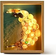 Photo 1 of 8x10 Shadow Box Frame Display Case with Sea Shells, Seashells Painting Picture Frames with 30 LED String Lights, Creative Moon or Heart Shapes Frame for Home Living Room Wall and Tabletop (Wood, 8x10)
