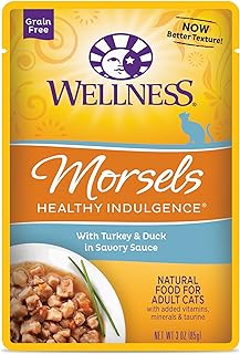Photo 1 of Wellness Healthy Indulgence Natural Grain Free Wet Cat Food, Morsels Turkey & Duck, 3-Ounce Pouch (Pack Of 24)