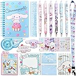 Photo 1 of Cute School Supplies Kawaii Stationery Gift Set - includes Journal Rollerball Pens Correction Tape ID Holder Lanyard Ruler Stickers Sticky Note Bookmark Pin(C)
