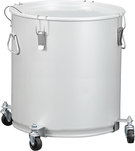 Photo 1 of Fryer Grease Bucket 16 Gal, Coated Carbon Steel Oil Filter Pot with Caster Base, Oil Disposal Caddy, Transport Container with Lid Lock Clip Nylon Filter Bag, Silver