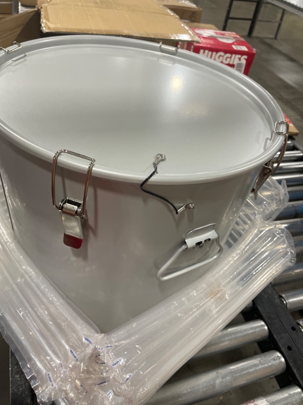 Photo 3 of Fryer Grease Bucket 16 Gal, Coated Carbon Steel Oil Filter Pot with Caster Base, Oil Disposal Caddy, Transport Container with Lid Lock Clip Nylon Filter Bag, Silver