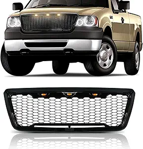 Photo 1 of BoardRoad Front Grille Front Hood Grill Raptor Style Matte Black with 3 LED Lights Fit For 04-08 Ford F150 Including XL XLT FX2 FX4 STX XTR Flotillera Lariat King Ranch Platinum