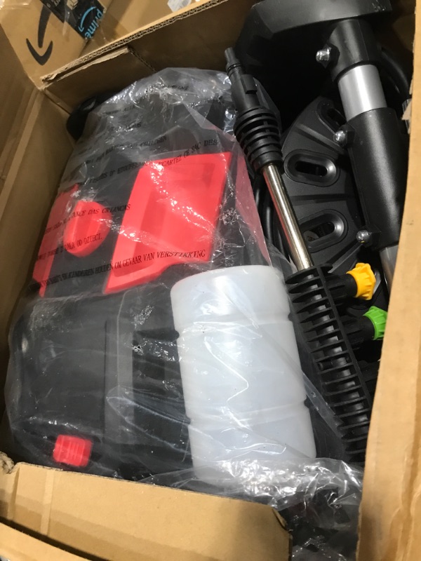 Photo 4 of Electric Pressure Washer - 4200PSI Max 2.8GPM with 25FT Hose,35FT Cord High Power Washers Powered 4 Nozzles for Patios Car Garden red