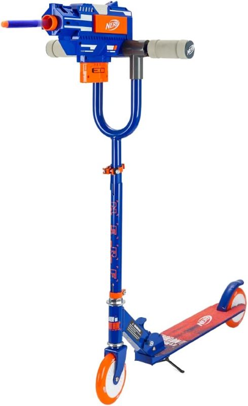 Photo 1 of NERF Kids Scooter for Kids Boys/Girl - Adjustable Height, Anti-Slip Deck, Rear Break, NERF Blaster, Ages 8 and up, Up to 185 lbs
