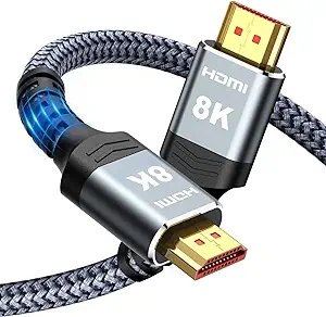 Photo 2 of Highwings Short 8K HDMI Cable 1.5FT/0.5M 48Gbps, Ultra High Speed HDMI Braided Cord-4K@120Hz, 8K@60Hz,eARC,DTS-HD,12 Bit Color Compatible for PS5,Monitor,PC and More