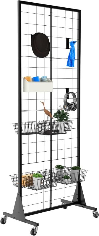 Photo 1 of Blasinc Gridwall Panel Display Stand 2' x 5.5' Ft Heavy Movable Floorstanding Detachable Girdwall for Easy Transport, Standing Grid Towe Display...
