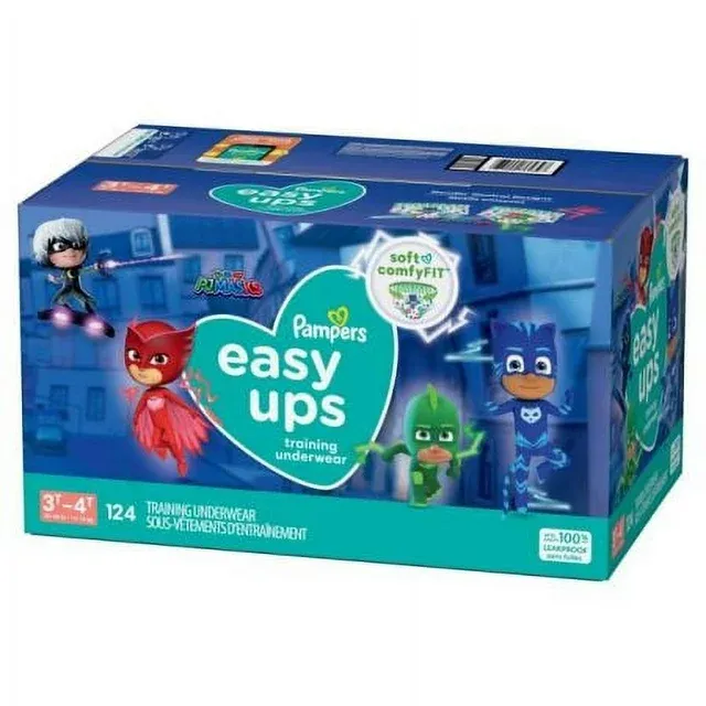 Photo 1 of Pampers Easy Ups Training Pants Pull on Disposable Diapers for Boys PJMASKS , Size 5 (3T-4T), 124 Count