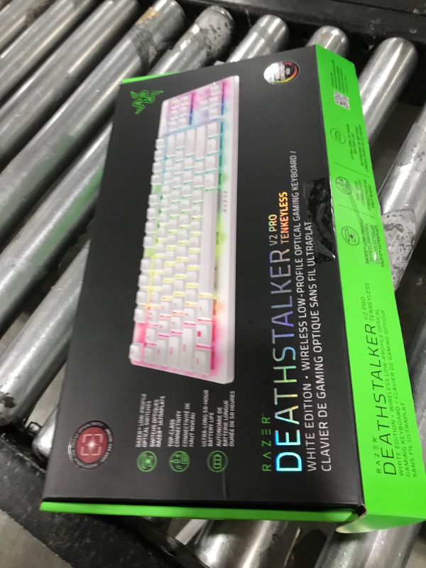Photo 3 of Razer DeathStalker V2 Pro TKL Wireless Gaming Keyboard: Low-Profile Optical Switches - Linear Red - HyperSpeed Wireless & Bluetooth 5.0 - Up to 200 Hrs - Ultra-Durable Coated Keycaps - RGB - White White V2 Pro TKL Linear Optical Switch