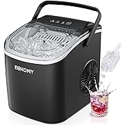 Photo 1 of  Countertop Ice Maker Machine with Handle, 26lbs in 24Hrs, 9 Ice Cubes Ready in 6 Mins, Auto-Cleaning Portable Ice Maker with Basket and Scoop, for Home/Kitchen/Camping/RV. (Black)