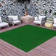 Photo 1 of  Indoor/Outdoor 8x10 Modern Outdoor Artificial Grass Area Rug for Backyard, Patio, Garage, 7'10" x 9'10", Low Pile - Grass Green