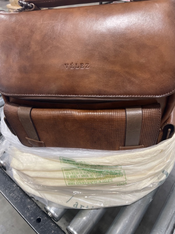 Photo 4 of VELEZ Archaeology Tan Messenger Bag for Men + Tan Leather Backpack for Men