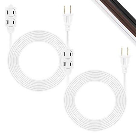 Photo 1 of GE White 12 Ft Extension Cord 2 Pack 3 Outlet Power Strip Polarized 16 Gauge Twist-to-Close Safety Covers Indoor Rated Perfect for Home Offic