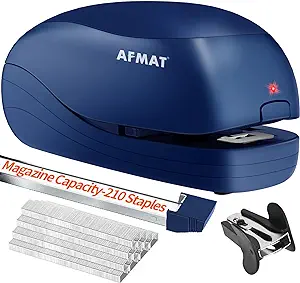 Photo 1 of Electric Stapler, Automatic Stapler for Desk, Electric Stapler Desktop, AC or Battery Powered Stapler Heavy Duty, with Reload Reminder & Release Button, 25 Sheets Capacity, Blue