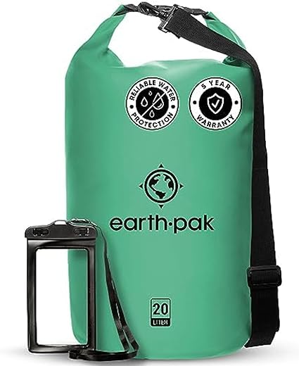 Photo 1 of Earth Pak Waterproof Dry Bag - Roll Top Waterproof Backpack Sack Keeps Gear Dry for Kayaking, Beach, Rafting, Boating, Hiking, Camping and Fishing with Waterproof Phone Case