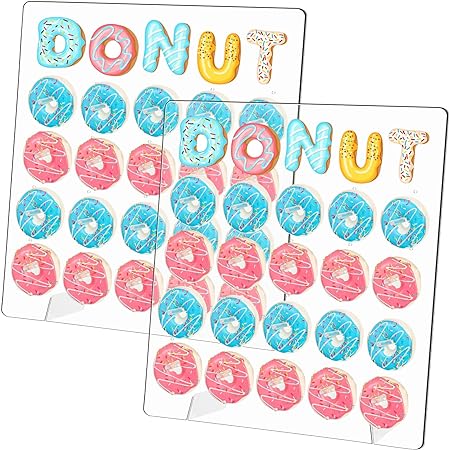 Photo 1 of Geetery 2 Pcs Acrylic Donut Display Stand 17.72 x 15.75 inches Food Buffet Donut Stand Holder Clear Donut Board for Dessert Table Baby Showers Wedding Birthday Holiday Gathering Party, Fits 20 Donuts