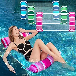 Photo 1 of Zcaukya 3 Pack Inflatable Pool Float Hammocks, 4-in-1 Water Floating Mesh Chair for Adults, Swimming Pool Drifter Saddle Lounge for Summer Events Pool Parties