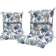 Photo 1 of LVTXIII Outdoor Tufted High Back Cushions Set of 2 Patio Seasonal Replacement Rocking Chair Cushion with Ties, Solid Seat and Back Chair Cushion, (44” L x 22W”, Clemens Noir Blue)
