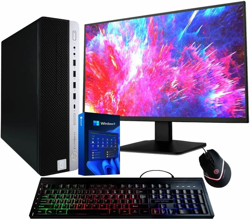 Photo 1 of HP ProDesk Desktop RGB Computer PC Intel i5-6th Gen. Quad-Core Processor 16GB DDR4 Ram 1TB SSD, 22 Inch Monitor, Gaming Keyboard and Mouse, Speakers, Built-in WiFi, Win 10 Pro (Renewed), 600 G3
