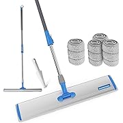 Photo 1 of Microfiber Wet Mops 24 in Heavy Duty Flat Floor Aluminum Mop with Adjustable Handle with 4 Mop Clothes
