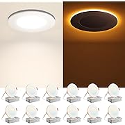 Photo 1 of Amico 12 Pack 4 Inch 5CCT LED Recessed Ceiling Light with Night Light, 2700K/3000K/3500K/4000K/5000K Selectable Ultra-Thin Lighting, 10W=90W, 700LM, Dimmable Canless Wafer Downlight - ETL&FCC
