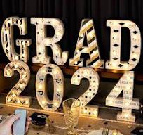 Photo 1 of 2024 Graduation Decorations - 8 LED Marquee Light Up Letters 'GRAD 2024' with Remote - Class of 2024 Graduation Decor Sign for Kindergarten Preschool High School College Wall Table Party Supplies
