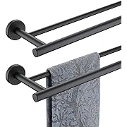 Photo 1 of JQK Double Towel Bar, Matte Black 24 Inch 304 Stainless Steel Thicken 0.8mm Bath Towel Rack for Bathroom, Towel Holder Wall Mount, Total Length 27.16 Inch 2 Pack, TB100L24-PB-P2
