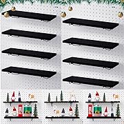 Photo 1 of Qunclay 8 Pack Pegboard Shelf Set Wooden Pegboard Shelves with Metal Brackets Hook Wall Pegboard Shelving Heavy Duty Pegboard Shelf Pegboard Accessories for Crafts Home Office Garage Workbench (Black)
