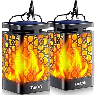 Photo 1 of TomCare Solar Lights Outdoor Upgraded Solar Lantern Flickering Flame Outdoor Waterproof Hanging Lanterns Decorative Solar Powered Outdoor Lighting LED Christmas Lights for Patio Deck Yard, 2 Pack
