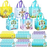 Photo 1 of Ctosree 60 Pcs Easter Gift Bags Easter Tote Bags Easter Treat Bags Reusable Easter Non Woven Bags with Handle Easter Goodie Bags for Kids Waterproof Tote Bags Rabbit Bunny Bag for Easter
