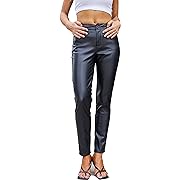 Photo 1 of Phabety Women's Faux Leather Pants High Waisted Straight Leg Leather Pants with Pockets
 SIZE 10