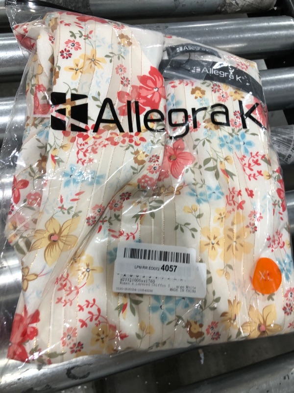 Photo 2 of Allegra K Women's Layered Chiffon Shirred Floral Dress XL
