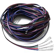 Photo 1 of 22 Gauge 4Pin Extension Wire, EvZ 22AWG 4 Conductor Parallel Electric Cable Cord for RGB LED Strips 3528 5050, Black-Green-Red-Blue, 33ft/10M