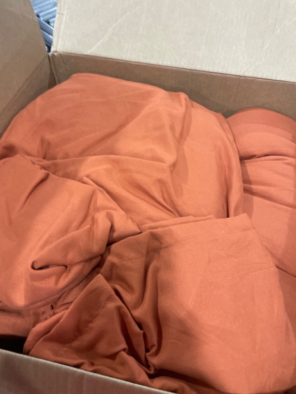 Photo 2 of Litanika Burnt Orange Queen Size Bed Comforter Set, 3 Pieces Terracotta Lightweight Solid Bedding Set & Collections, All Season Microfiber Down Alternative Comforter (1 Comforter, 2 Pillowcases) Queen (90"x90") Burnt Orange