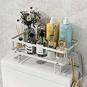 Photo 1 of Godboat Over The Toilet Storage - Bathroom Shelves Over Toilet with 2 Hooks, No Drilling Toilet Shelf Rack and Stand, Space Saver for Small Space, Gifts for Women, Mom, Mothers Day (White, 1-Tier)
