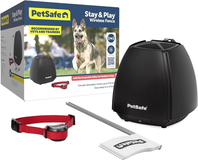 Photo 1 of PetSafe Stay & Play Wireless Pet Fence for Stubborn Dogs - No Wire Circular Boundary, Secure 3/4-Acre Yard, For Dogs 5lbs+, America's Safest...
