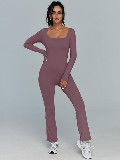 Photo 1 of AUTOMET One Piece Wide Leg Jumpsuits for Women Long Sleeve Sexy Bodycon Casual Workout Outfits Fall Fashion 2023 SIZE L 
