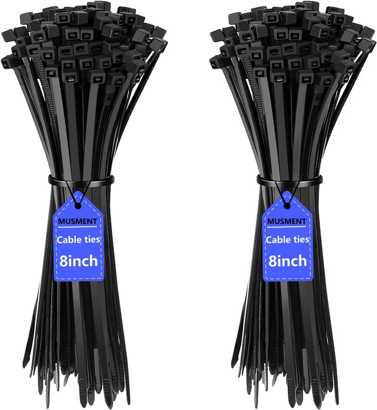 Photo 1 of Cable Zip Ties Heavy Duty Black Assorted Sizes Premium Plastic Wire Ties with 40 Pounds Tensile Strength, Self-Locking Black Nylon Tie Wraps Cord Management...
