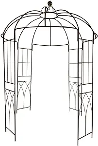Photo 1 of OUTOUR French Style Birdcage Shape Heavy Duty Gazebo,9'Highx 6‘6"Wide,Pergola Pavilion Arch Arbor Arbour Plants Stand Rack for Wedding Outdoor Garden Lawn Backyard Patio,Climbing Vines,Roses,Dark Rust