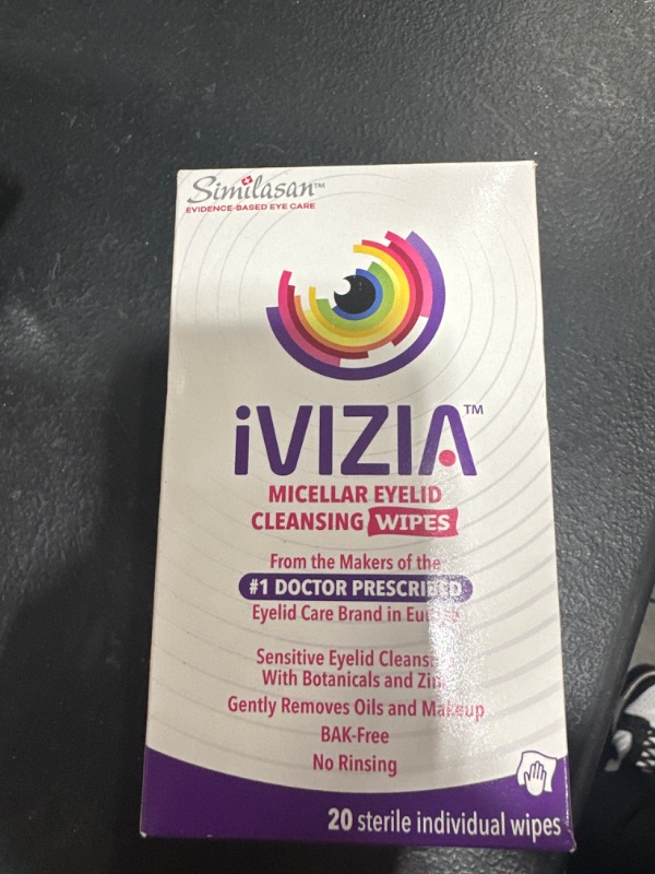 Photo 2 of iVIZIA Eyelid Cleansing Wipes for Sensitive Eyelid Cleansing, Preservative-Free, Micellar, No Rinse, Gentle Eye Makeup Remover, 20 Sterile Single-Use Wipes for Eyelids 20 Count (Pack of 1)