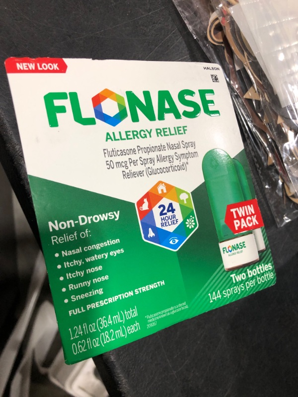Photo 2 of Flonase Allergy Relief Nasal Spray, 24 Hour Non Drowsy Allergy Medicine, Metered Nasal Spray - 144 Sprays (Pack of 2) - Fall and Seasonal Allergy Relief -- EXP 05/25
