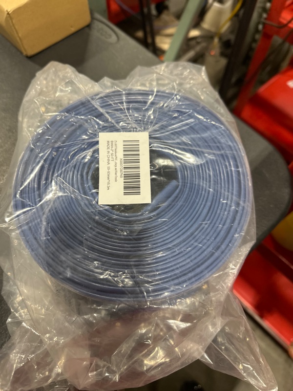 Photo 2 of 2" x 50 FT Pool Backwash Hose Blue Heavy-Duty Discharge Hose Reinforced PVC Lay Flat Flexible Pump Hose for Swimming Pool With 1 Clamp,Weather and Burst Resistant 2''x 50 FT