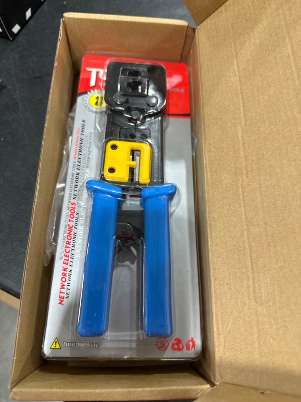Photo 1 of RJ45 Crimp Tool Kit Pass Through for Cat5 Cat5e Cat6 Modular Plugs Connectors, Ethernet Crimper Crimping Tool, RJ45 Cut, Strip, Crimp Networking Tool Kit