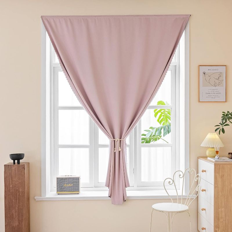 Photo 1 of Anytime Small Portable Curtains for Kitchen Room and Bedroom?Blackout Thermal Lnsulated Mini Windows Drapes 1 Panel (Pink 35W48L)
