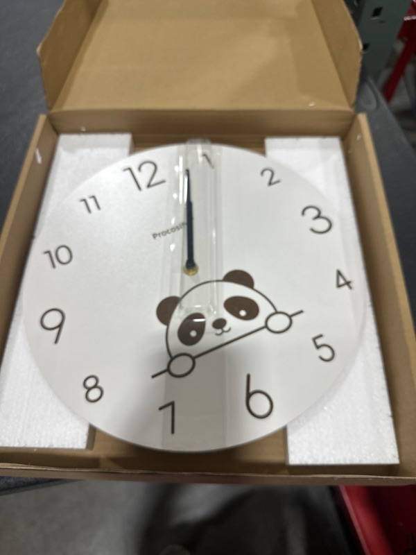 Photo 2 of 12 inch MDF Wall Clock, Battery Operated, Wooden Decorative Round Clock for Office, Bedroom, Living Room Panda 1 12 Inch