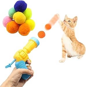 Photo 2 of 1 Cat Ball Launcher + 10Pcs 1.2’’Cat Toy Balls Silent Plush Elastic Cat Ball Toy Indoor Interactive Toys for Kitty, Dog and Pet, Ball Shooter for Training and Playing
