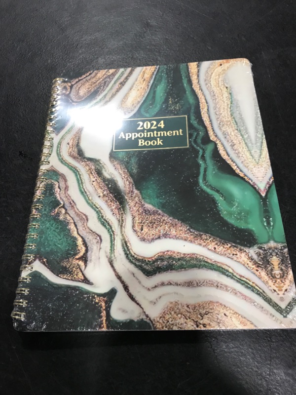 Photo 1 of 2024 APPOINTMENT BOOK GREEN AND GOLD MARBLE PRINT 