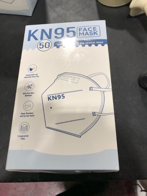 Photo 2 of YIDERBO KN95 Face Masks 50Pack, 5-Ply Breathable Disposable Face Mask Filter Efficiency?95%, White White-50