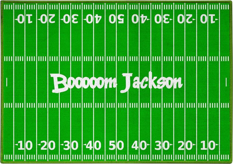 Photo 1 of Kids Football Rug 52 X75 Inches,Non Slip Kids Rug,Green Football Field Rug for Boys Room Bedroom Football Nursery Daycare,Sport Room,Crawling Mat for Baby Todllder, Sports Field Area Rug…
